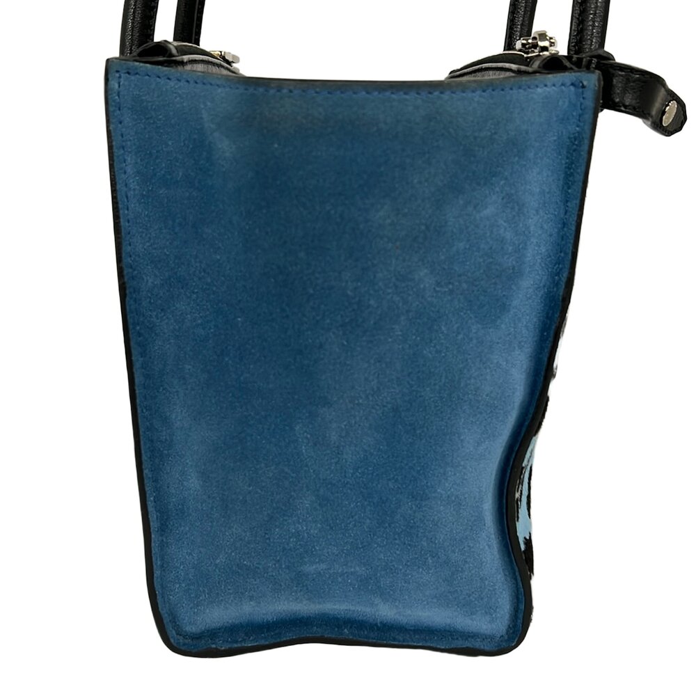 Prada Tote Bag Light Blue Black Multi Unborn Calf Suede Leather - Picture 13 of 13